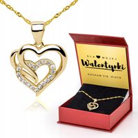 ZŁOTY NASZYJNIK SERCE ŁAŃCUSZEK 925 PUDEŁKO GRAWER