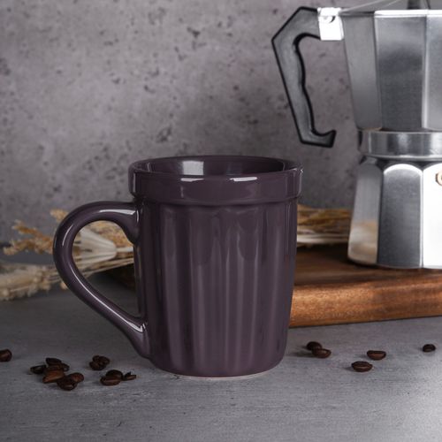 Kubek kamionkowy ryflowany filiżanka 330 ml ciężki do kawy herbaty wrzosowy na Arena.pl