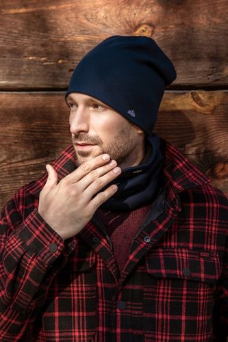 Komplet męski na POLARZE czapka + komin Granatowy na Arena.pl