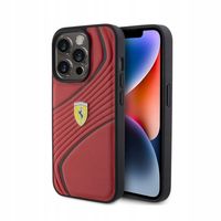 Etui Ferrari Twist Metal Logo na iPhone 15 Pro - czerwone