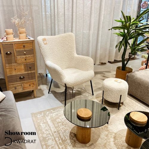 Pufa Alford biała tkanina teddy na Arena.pl