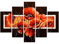 105CM 150CM OBRAZ 5 ELEM MOC MAKÓW DRUK