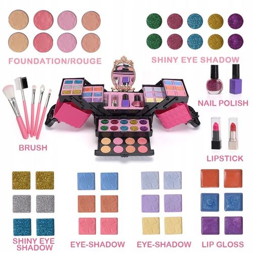 ZESTAW KOSMETYKÓW DO MAKIJAŻU I PAZNOKCI KUFEREK MAKE UP PREZENT DLA DZIECI na Arena.pl
