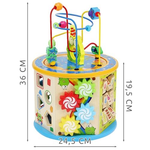 Kostka Drewniana Edukacyjna Sorter 8w1 Labirynt Skrzynka Zegar Zabawka na Arena.pl