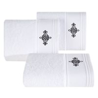 Ręcznik frotte z szeroką bordiurą ornament KLAS 70X140 biały