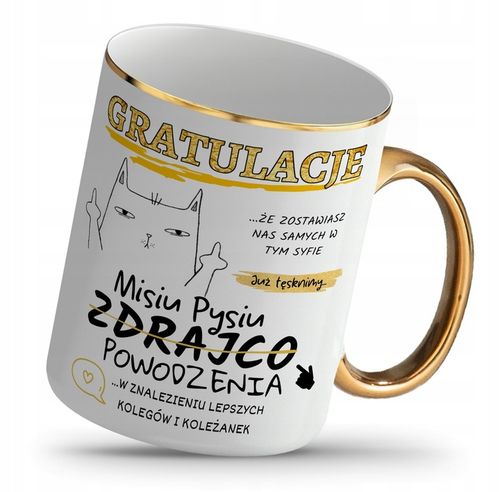 KUBEK ZŁOTY NA PREZENT POWODZENIA W NOWEJ PRACY ZDRAJCO + IMIĘ na Arena.pl