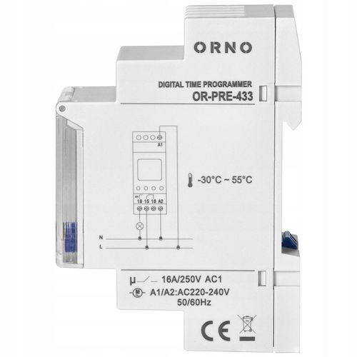 Programator Czasowy Wyłącznik LCD Cyfrowy 52 Programy OR-PRE-433 na Szynę na Arena.pl