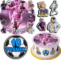 ZESTAW OPŁATEK NA TORT 20CM + 17 POSTACI - MESSI + IMIĘ 15CM 18CM