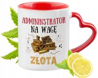 Kubek Czerwony Z Uszkiem W Kształcie Serca Dla Administratora Na Prezent