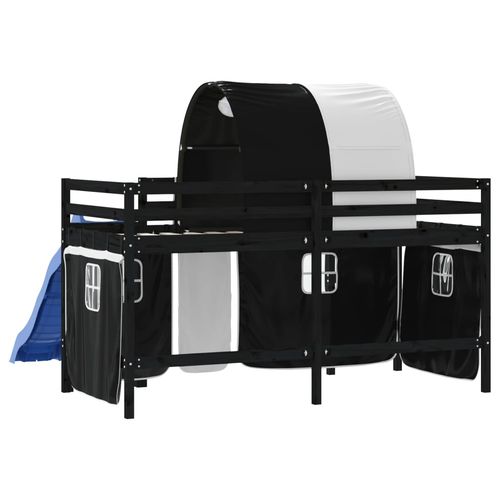 Dziecięce łóżko na antresoli, z tunelem, biało-czarne, 80x200cm na Arena.pl