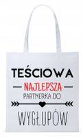 Dla Teściowej Mamy Prezent Torba Eco Biała Shopper Z Nadrukiem Ze Zdjęciem