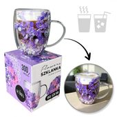 szklanka termiczna z kwiatami w środku, gipsówka hortensje 300 ml 1szt