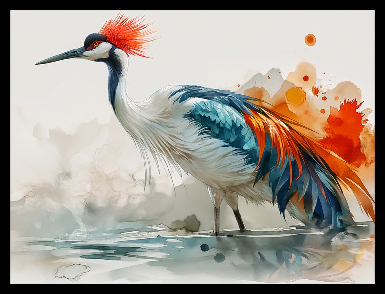 Plakat 40x30cm Żuraw w Akwareli zdjęcie 2