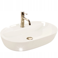 UMYWALKA NABLATOWA BEŻOWA REA AURA ECRU CREME OWALNA DUŻA CERAMICZNA 61 cm