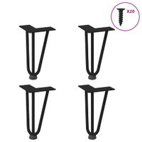 Nogi do stolika kawowego w kształcie spinki do włosów 4 szt. Czarne 20 cm S