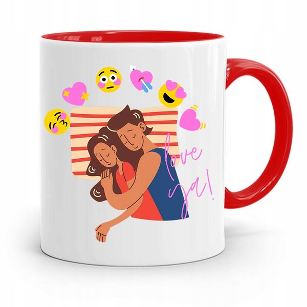 Kubek Czerwony Na Walentynki Love You Prezent Z Nadrukiem Ze Zdjęciem zdjęcie 1