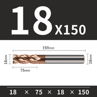 Frez TiSiN 4 ostrza Z-4 do stali nierdzewnej do 55HRC Roz. Ø18x80x18Dx150L