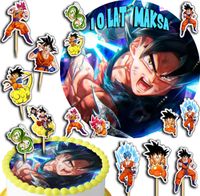ZESTAW OPŁATEK NA TORT 20CM + TOPPERY PAPIEROWE - DRAGON BALL 15CM 18CM