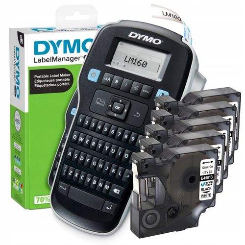 Drukarka etykiet DYMO LabelManager 160 LM160 + 5 taśm D1 45013 biała 12mm na Arena.pl
