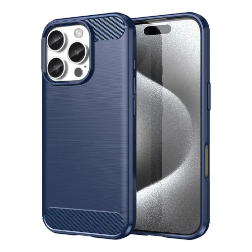 Etui silikonowe Carbon Case do iPhone 16 Pro - niebieskie na Arena.pl
