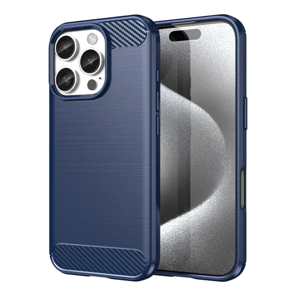 Etui silikonowe Carbon Case do iPhone 16 Pro - niebieskie zdjęcie 1