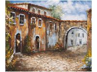 60X50CM UROKLIWA ULICZKA OBRAZ ŚCIAN DREWNIANE