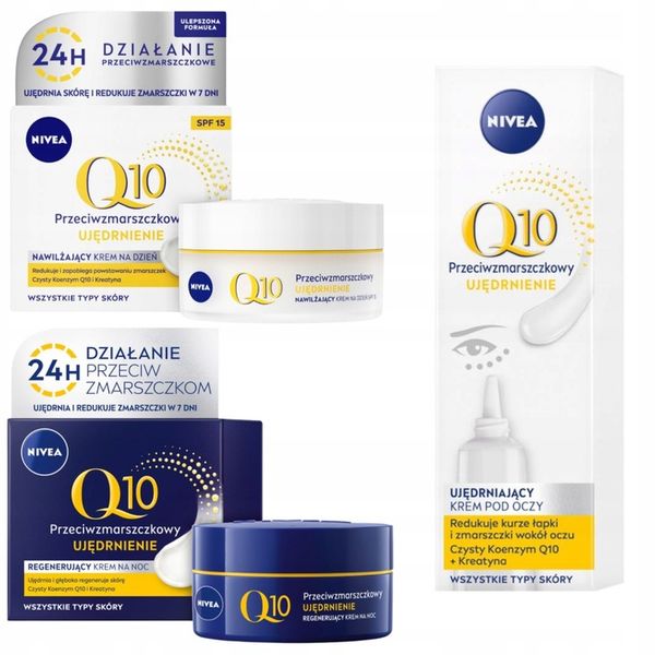 NIVEA Q10 Krem przeciwzmarszczkowy dzień noc SPF15 50ml x2 + Pod oczy 15ml zdjęcie 1