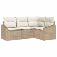 Zestaw Sof na Ogród 4 pcs Beżowy Polirattan