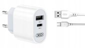ładowarka sieciowa usb + usb typ c xo l97 kabel