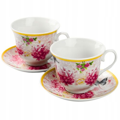 2x FILIŻANKA ZE SPODKIEM KWIATY 250ml do KAWY HERBATY FILIŻANKI DO ESPRESSO na Arena.pl