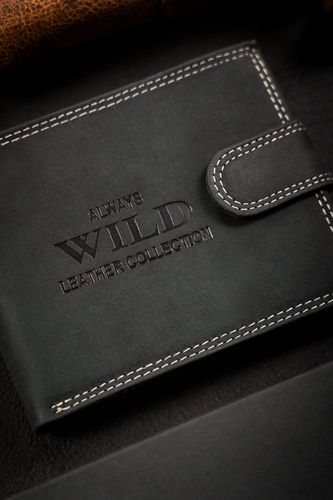 duży portfel męski ze skóry naturalnej zapinany na zatrzask - always wild na Arena.pl