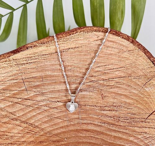 Srebrny łańcuszek 45 cm medalik serce Boska Częstochowska Komunia i Chrzest na Arena.pl