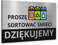 Tabliczka znak informacyjny 30x20 SORTOWANIE ŚMIECI Nierdzewna DUŻO WZORÓW