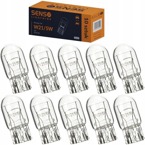 ŻARÓWKI SENSO W21/5W 12V HOMOLOGACJA E4 x10sztuk zdjęcie 1