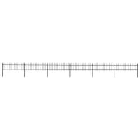 Ogrodzenie z prętów z grotami, stalowe, 10,2 x 0,6 m, czarne