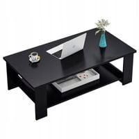 STOLIK KAWOWY NOWOCZESNY ŁAWA Z PÓŁKĄ POKÓJ SALON DUŻY 100 CM LOFT CZARNY