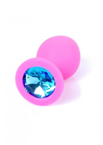 plug jewellery pink silicon plug medium  light blue diamond na Arena.pl