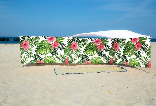 PARAWAN PLAŻOWY Różowe kwiaty z indywidualnym napisem 8 PANELI 75.8 na Arena.pl