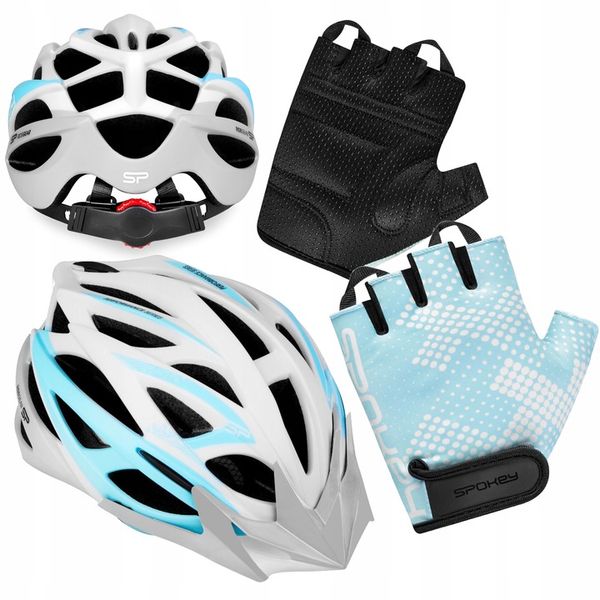 Kask rowerowy szosowy rękawiczki rowerowe zestaw damski na rower 55-58 M zdjęcie 1