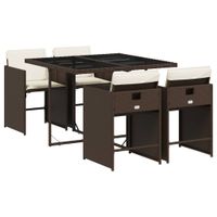 5-cz. zestaw mebli ogrodowych z poduszkami, brązowy, polirattan