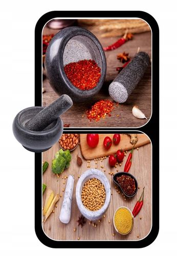 MOŹDZIERZ KUCHENNY KAMIENNY GRANITOWY TŁUCZEK DO UCIERANIA PRZYPRAW ZIÓŁ na Arena.pl