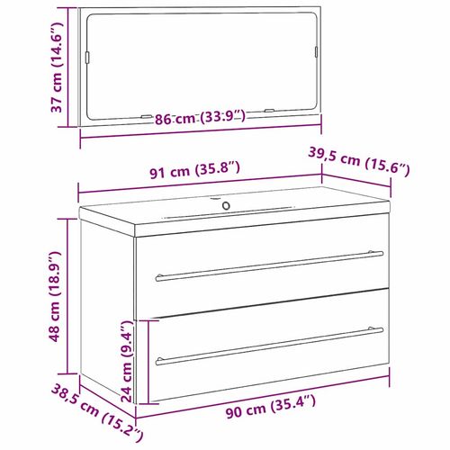 Szafka na umywalkę z umywalką z szufladą 3 pcs Czarny dąb na Arena.pl