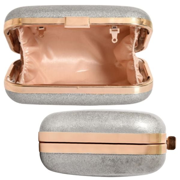 Srebrna torebka wieczorowa wizytowa brokatowa zdjęcie 7