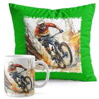 ZESTAW KUBEK + PODUSZKA ZIELONA - ROWER BMX MTB SPORT