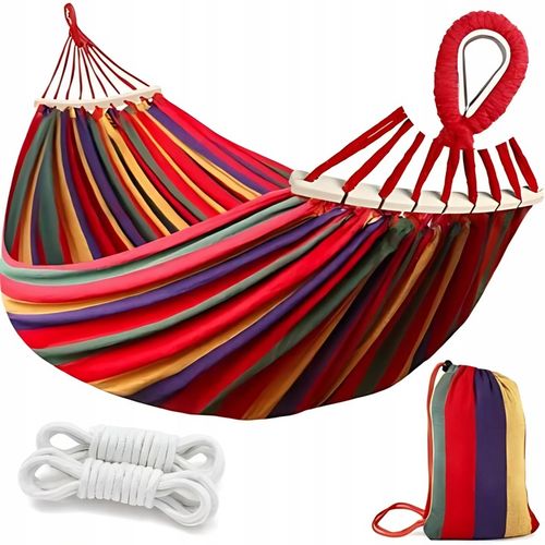 HAMAK OGRODOWY 2-OSOBOWY XXL Z POPRZECZKĄ MOCNY DUŻY HUŚTAWKA + TORBA na Arena.pl