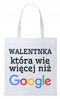 Walentynki Dla Dziewczyny Torba Eco Biała Shopper Z Nadrukiem Ze Zdjęciem