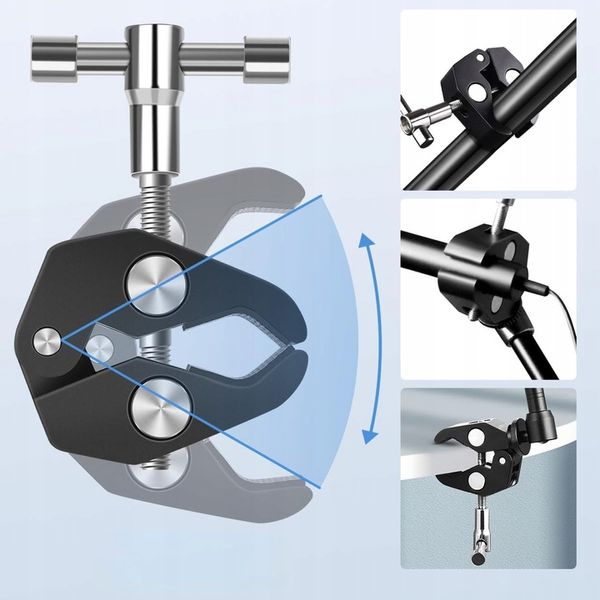 Crab Clamp Magic Arm Zacisk Studyjny Uniwersalny 1/4 3/8 + Ramię Przegubowe zdjęcie 12