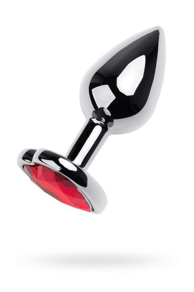 silver anal plug with pink gem heart-shaped zdjęcie 3