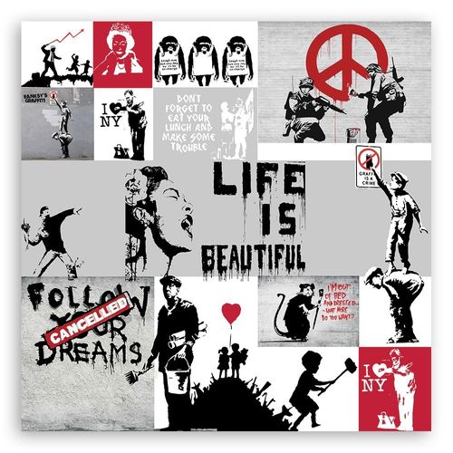 Emaga Obraz na płótnie, Banksy kompozycja graffiti - 30x30 na Arena.pl