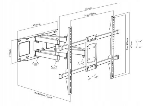 UCHWYT DO TELEWIZORA 32-85 CALI obrotowy EXTRA MOCNY DO 60KG wieszak TV hak na Arena.pl